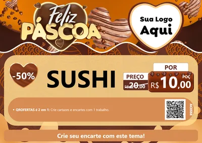 Modelo de Cartaz para Cartaz A4 Horizontal com o tema Feliz Páscoa para Comida japonesa