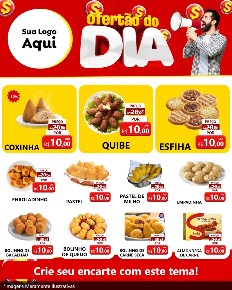 Modelo de Rede Social para Feed Instagram com o tema Ofertão do dia para Salgadaria
