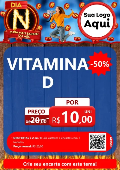 Modelo de Cartaz para Cartaz A4 Vertical com o tema Dia N - O Dia Mais Barato Do Mês para Farmácia