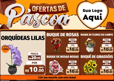 Modelo de Encarte para Encarte A4 Horizontal com o tema Ofertas de Páscoa para Floricultura e jardim
