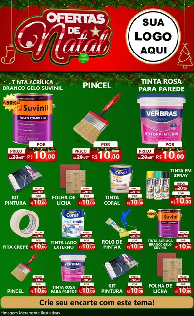 Modelo de Encarte para Encarte Grande com o tema Ofertas de Natal para Tintas e Ferramentas