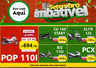 Modelo de Encarte para Encarte A4 Horizontal com o tema Setembro Imbatível para Concessionaria de Motos