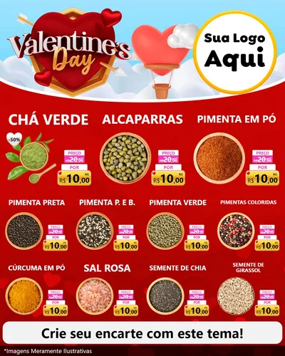 Modelo de Rede Social para Feed Instagram com o tema Valentine's Day para Produtos Naturais