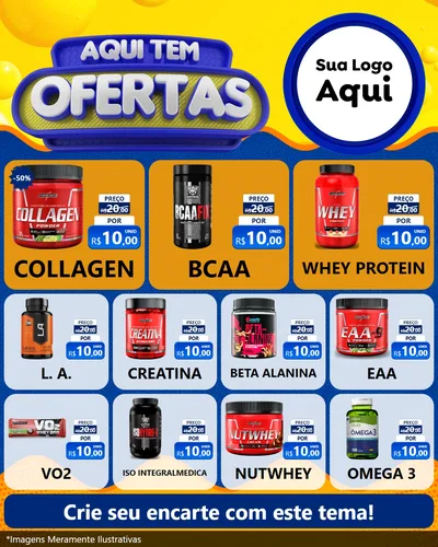 Modelo de Rede Social para Feed Instagram com o tema Aqui Tem Ofertas para Suplementos alimentares