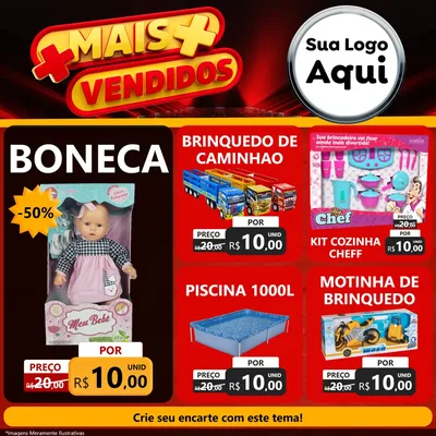 Modelo de Rede Social para Feed Facebook com o tema Mais Vendidos para Brinquedos
