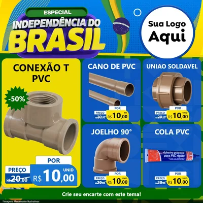 Modelo de Rede Social para Feed Facebook com o tema Especial Independência do Brasil para Tubos e conexões