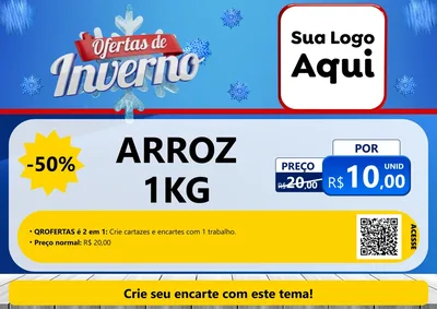 Modelo de Cartaz para Cartaz A4 Horizontal com o tema Ofertas de Inverno para Supermercado