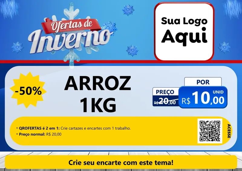 Modelo de Cartaz para Cartaz A4 Horizontal com o tema Ofertas de Inverno para Supermercado