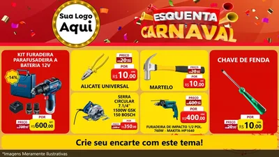 Modelo de TV para TV Horizontal com o tema Esquenta Carnaval para Maquinas e Ferramentas