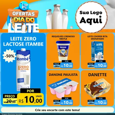 Modelo de Rede Social para Feed Facebook com o tema Ofertas Dia do Leite para Frios e Laticínios