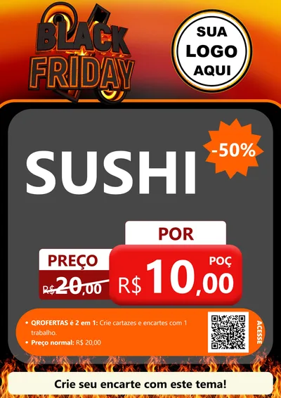 Modelo de Cartaz para Cartaz A4 Vertical com o tema Black Friday para Comida japonesa