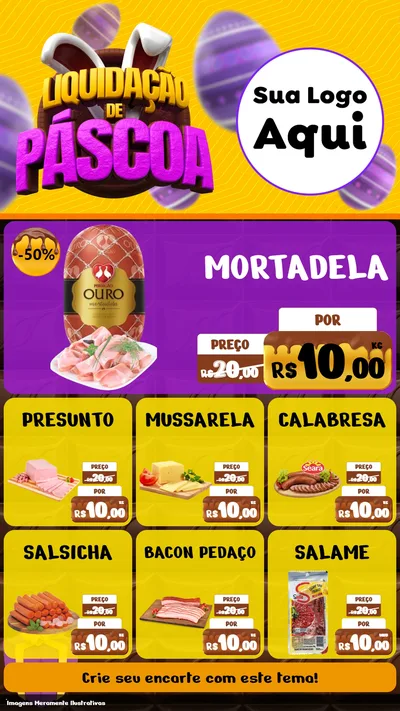 Modelo de Rede Social para Stories com o tema Liquidação de Páscoa para Frios e Laticínios