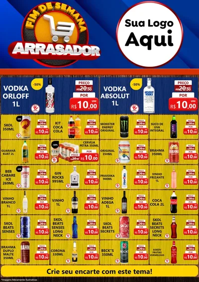 Modelo de Encarte para Encarte A4 Vertical com o tema Fim De Semana Arrasador para Distribuidora de bebidas