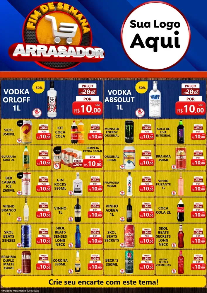 Modelo de Encarte para Encarte A4 Vertical com o tema Fim De Semana Arrasador para Distribuidora de bebidas