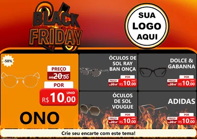 Modelo de Encarte para Encarte A4 Horizontal com o tema Black Friday para Óticas