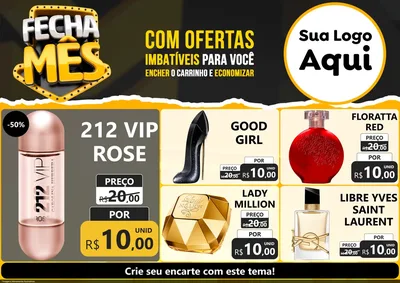 Modelo de Encarte para Encarte A4 Horizontal com o tema Fecha Mês para Perfumes