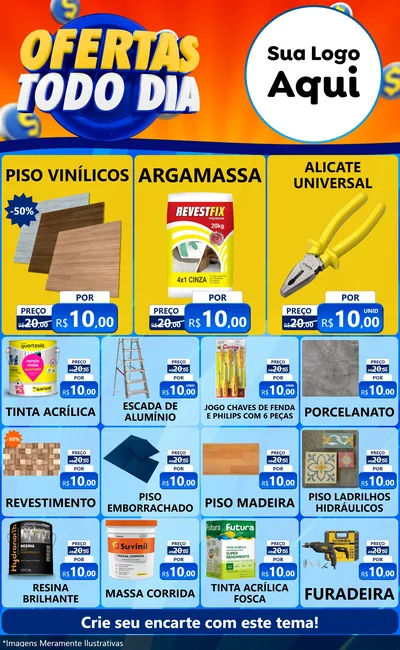 Modelo de Encarte para Encarte Grande com o tema Ofertas Todo Dia para Material para Construção