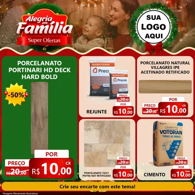 Modelo de Rede Social para Feed Facebook com o tema Alegria Em Família - Super Ofertas para Pisos e revestimentos