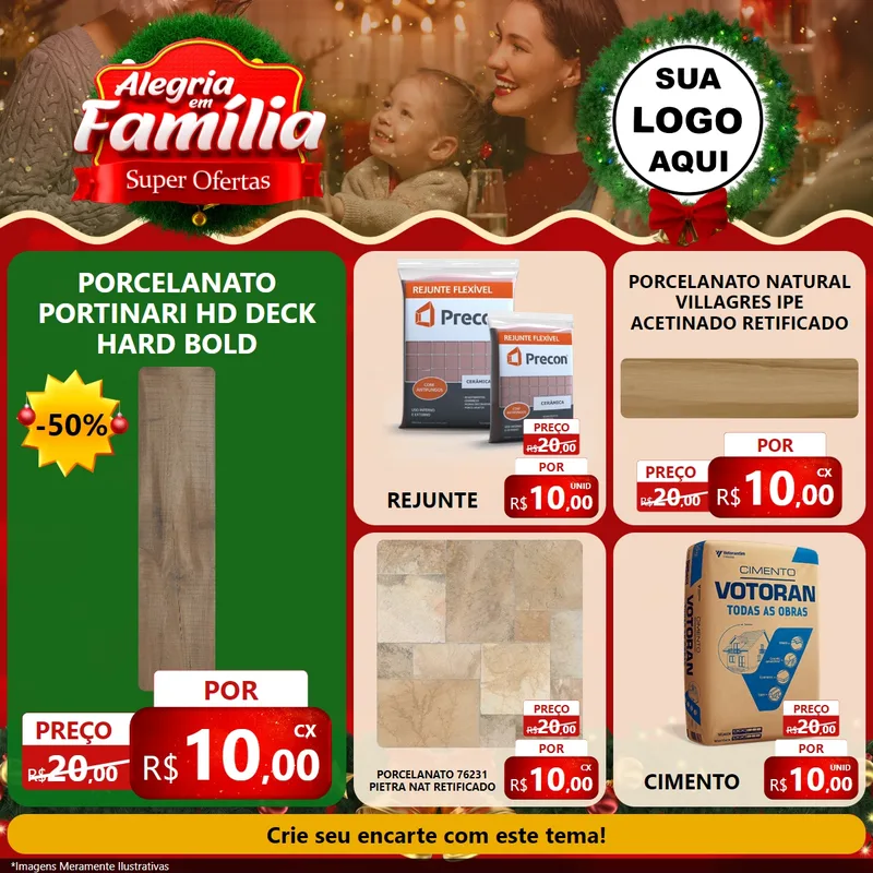 Modelo de Rede Social para Feed Facebook com o tema Alegria Em Família - Super Ofertas para Pisos e revestimentos