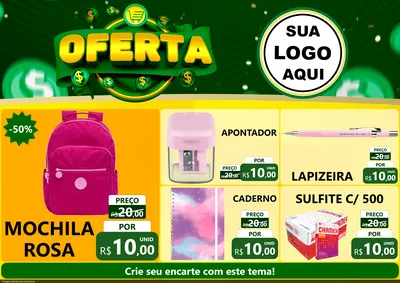 Modelo de Encarte para Encarte A4 Horizontal com o tema Oferta para Papelaria