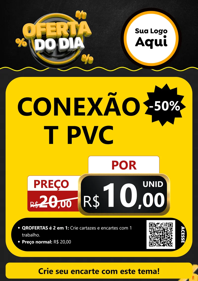 Modelo de Cartaz para Cartaz A4 Vertical com o tema Oferta Do Dia para Tubos e conexões