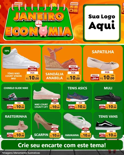 Modelo de Rede Social para Feed Instagram com o tema Janeiro da Economia para Calçados