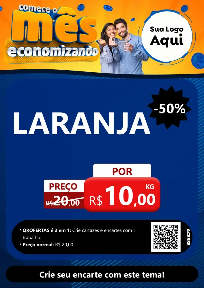Modelo de Cartaz para Cartaz A4 Vertical com o tema Comece O Mês Economizando para Hortifrúti