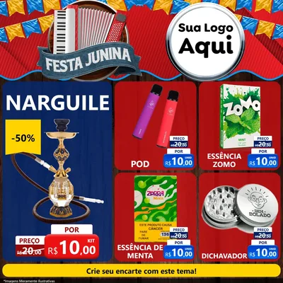 Modelo de Rede Social para Feed Facebook com o tema Festa Junina para Tabacaria