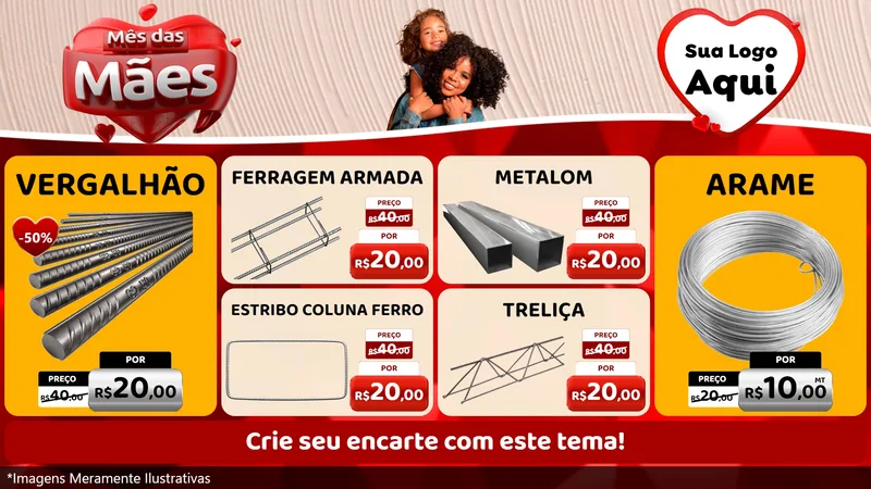 Modelo de TV para TV Horizontal com o tema Mês das Mães para Ferragens