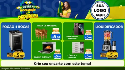 Modelo de TV para TV Horizontal com o tema Ofertas Proclamação da República para Móveis e Eletro