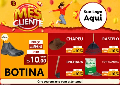 Modelo de Encarte para Encarte A4 Horizontal com o tema Mês do Cliente para Agropecuária