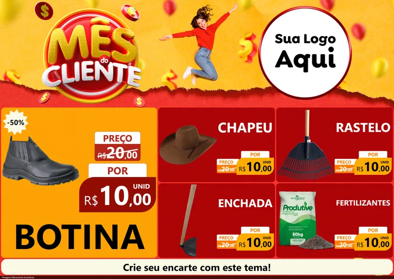 Modelo de Encarte para Encarte A4 Horizontal com o tema Mês do Cliente para Agropecuária