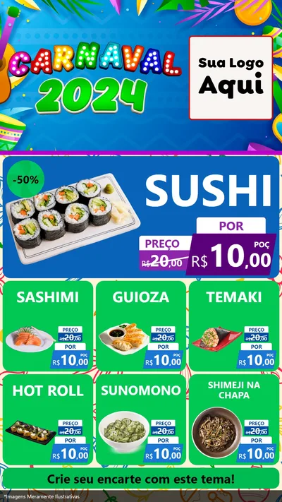 Modelo de Rede Social para Stories com o tema Carnaval 2027 para Comida japonesa