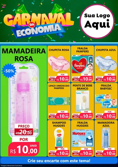 Modelo de Encarte para Encarte A4 Vertical com o tema Carnaval da Economia para Bebês