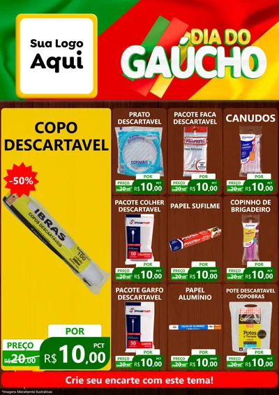 Modelo de Encarte para Encarte A4 Vertical com o tema Dia do Gaúcho para Embalagens