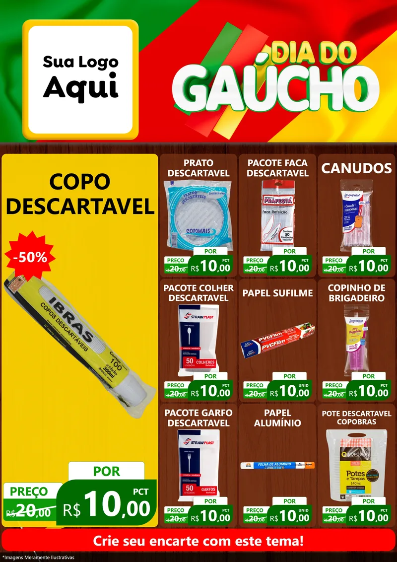 Modelo de Encarte para Encarte A4 Vertical com o tema Dia do Gaúcho para Embalagens