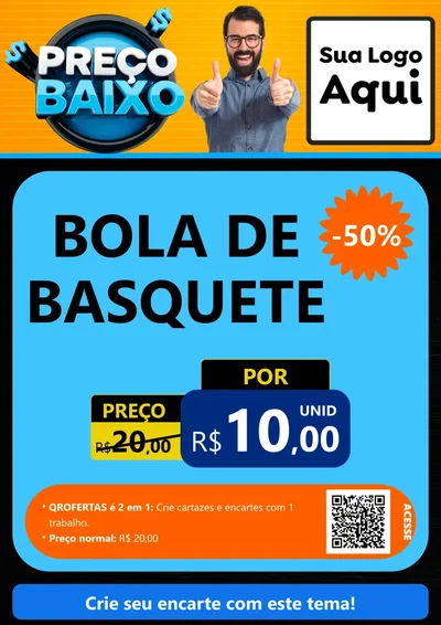 Modelo de Cartaz para Cartaz A4 Vertical com o tema Preço Baixo para Artigos Esportivos