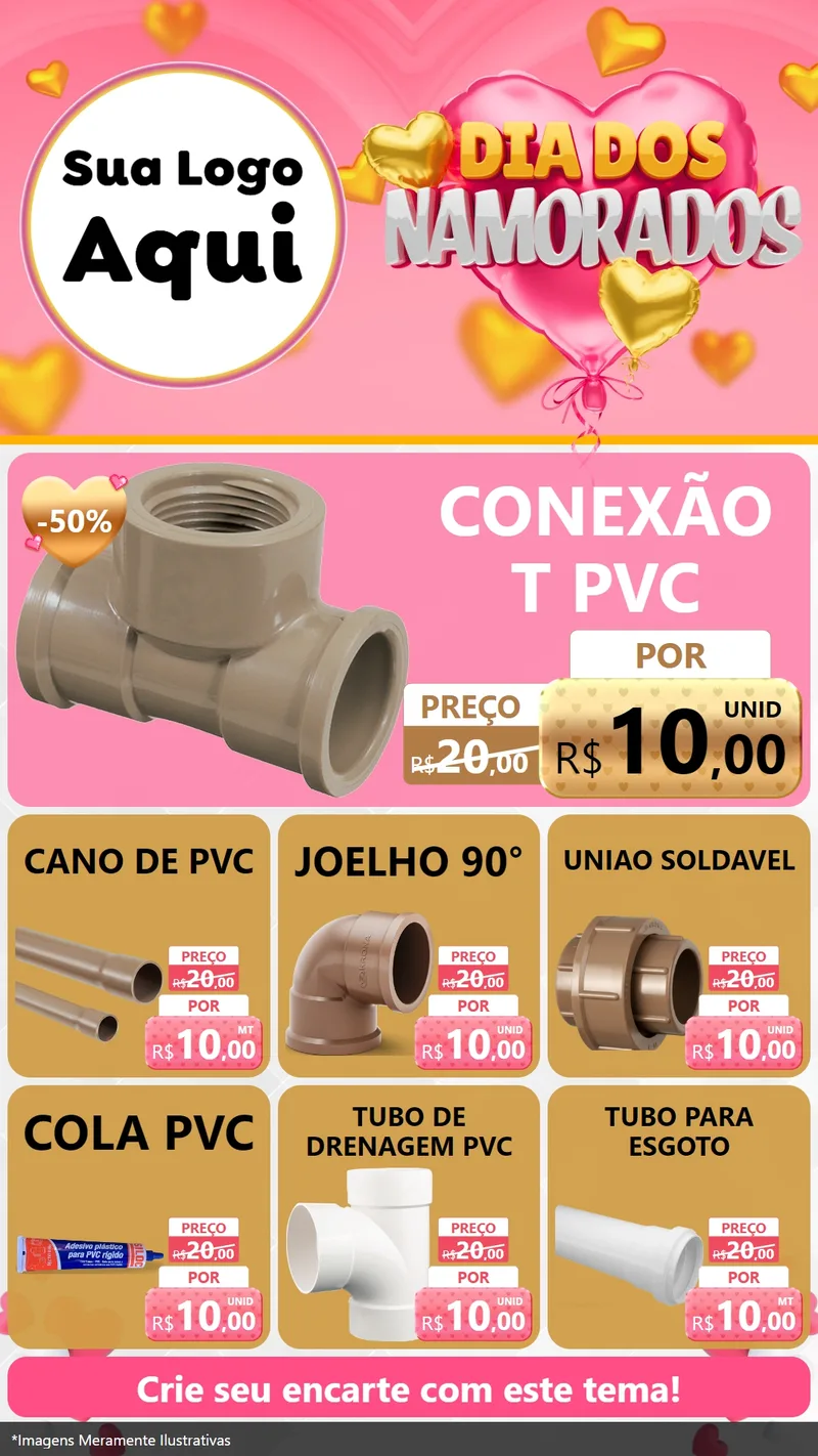 Modelo de Rede Social para Stories com o tema Dia dos Namorados para Tubos e conexões