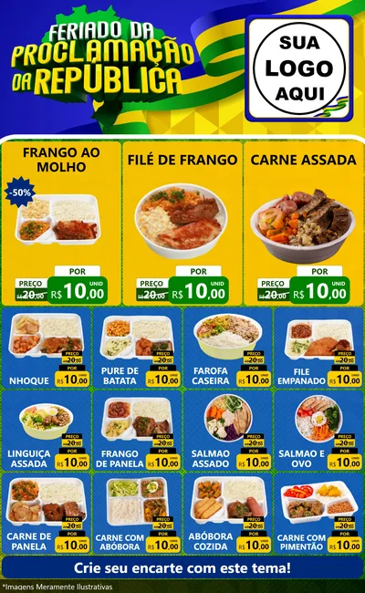 Modelo de Encarte para Encarte Grande com o tema Feriado da Proclamação da República para Restaurante