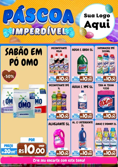 Modelo de Encarte para Encarte A4 Vertical com o tema Páscoa Imperdível para Produtos de Limpeza