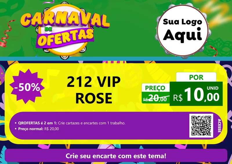 Modelo de Cartaz para Cartaz A4 Horizontal com o tema Carnaval de Ofertas para Perfumes