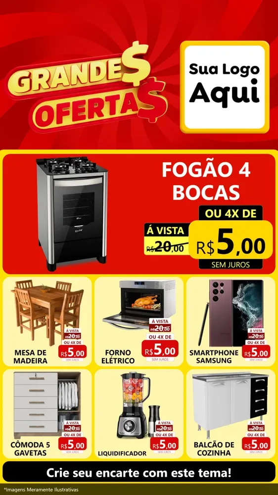Modelo de Rede Social para Stories com o tema Grandes Ofertas para Móveis e Eletro