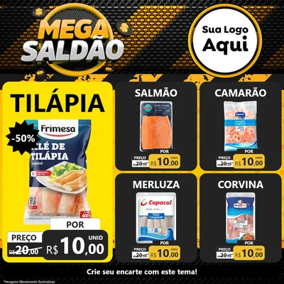 Modelo de Rede Social para Feed Facebook com o tema Mega Saldão para Peixaria