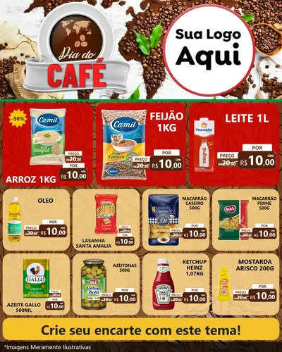 Modelo de Rede Social para Feed Instagram com o tema Dia do Café para Supermercado