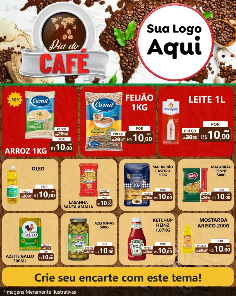 Modelo de Rede Social para Feed Instagram com o tema Dia do Café para Supermercado