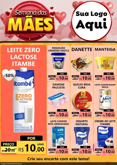 Modelo de Encarte para Encarte A4 Vertical com o tema Semana das Mães para Frios e Laticínios
