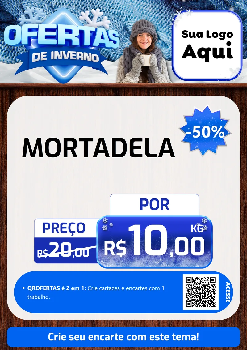 Modelo de Cartaz para Cartaz A4 Vertical com o tema Ofertas de Inverno para Frios e Laticínios