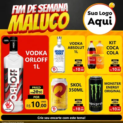 Modelo de Rede Social para Feed Facebook com o tema Final de Semana Maluco para Distribuidora de bebidas
