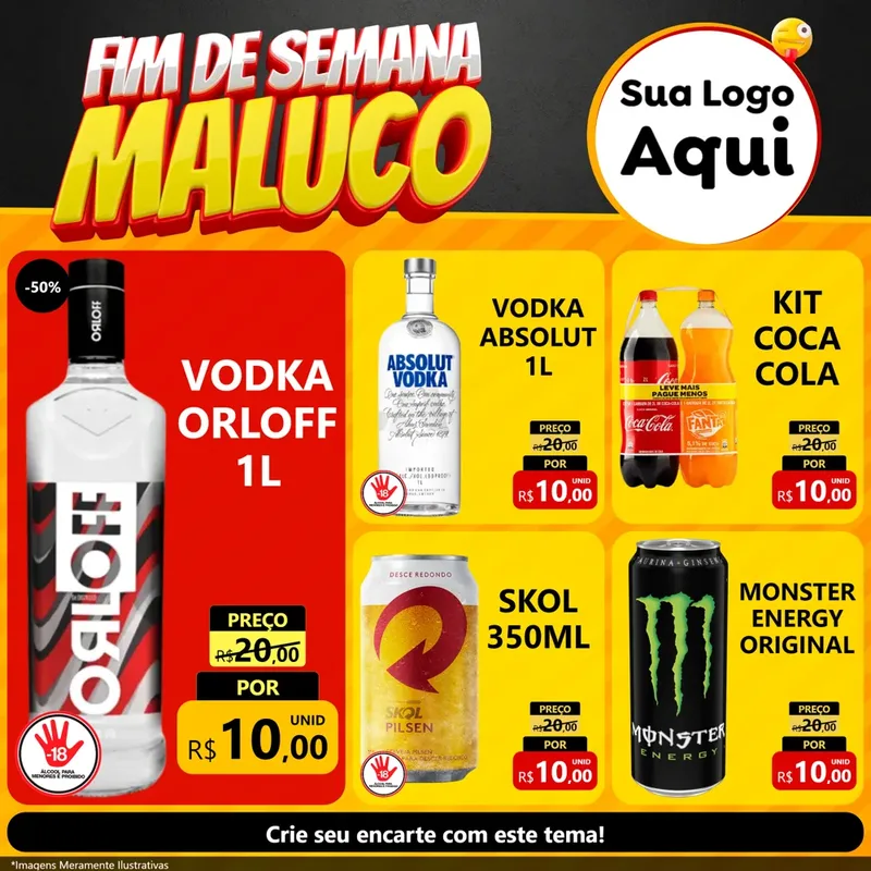 Modelo de Rede Social para Feed Facebook com o tema Final de Semana Maluco para Distribuidora de bebidas
