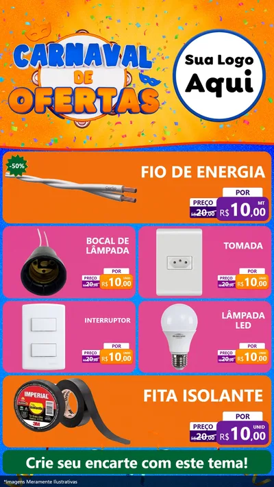 Modelo de TV para TV Vertical com o tema Carnaval de Ofertas para Materiais Elétricos